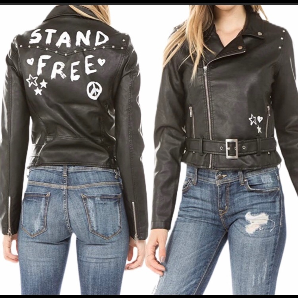 Ashley Outerwear Stand Free Black Moto Jacket